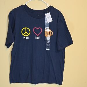 American Dream Dark Blue Peace Love Beer Shirt
